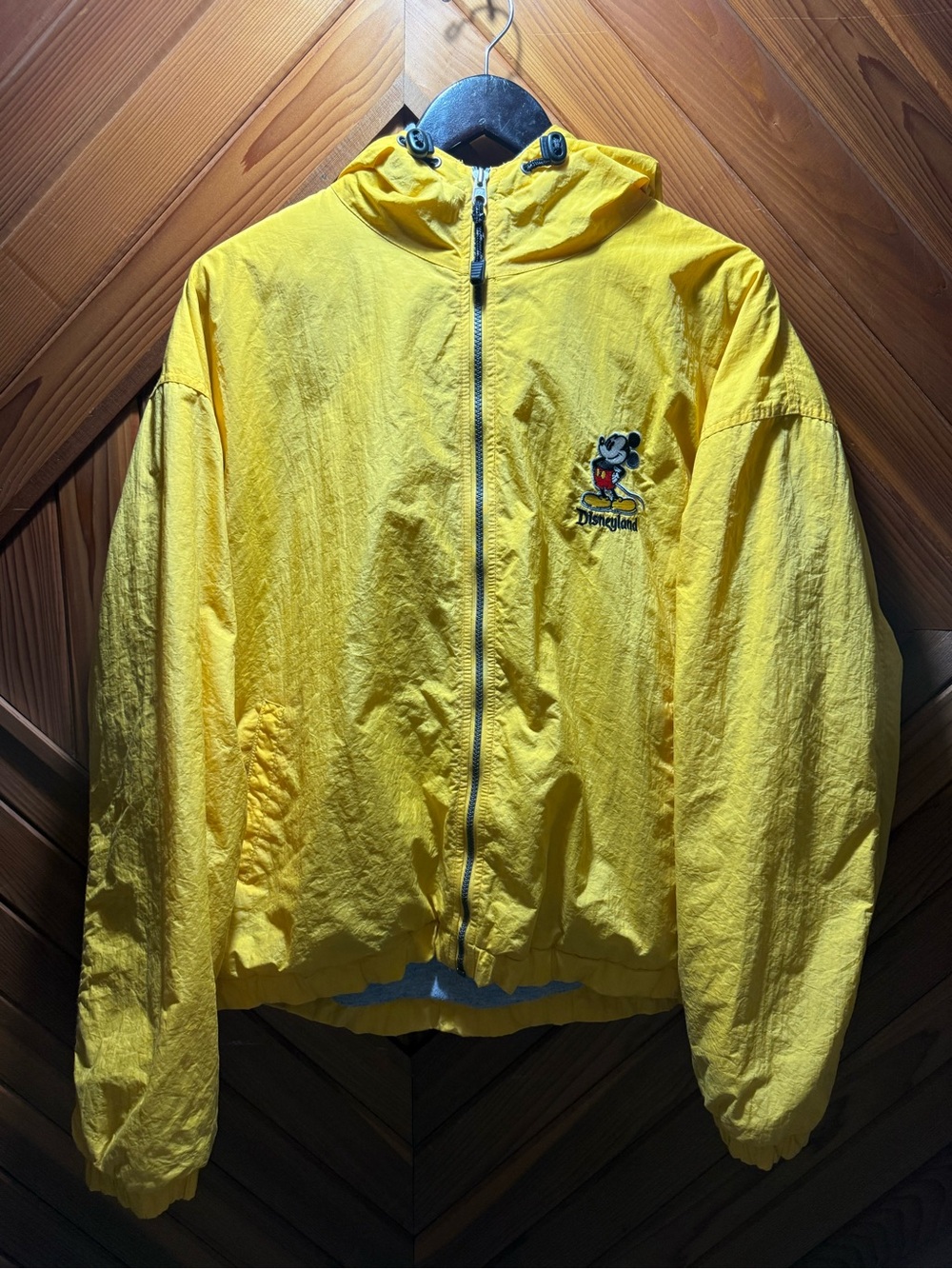 Disney Yellow Hooded Mickey Mouse Zip Windbreaker